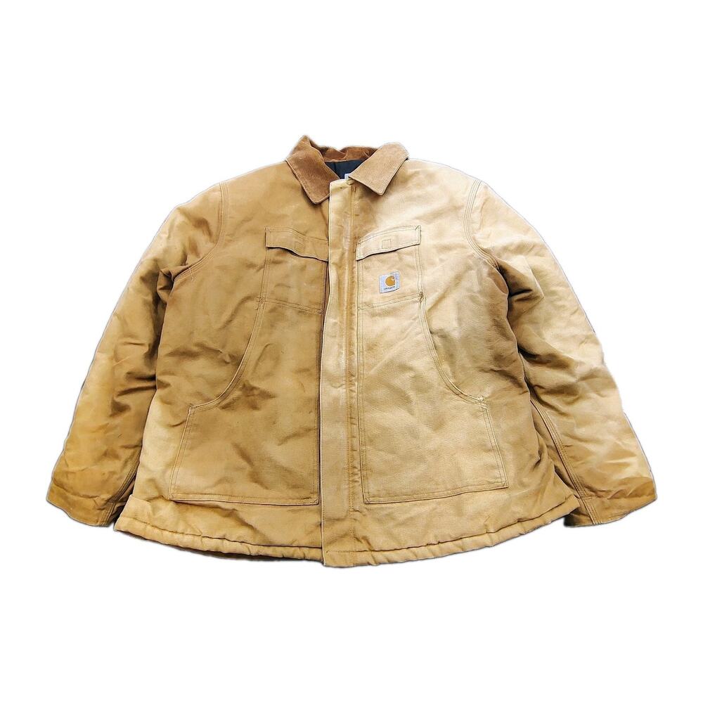 Vintage USA Carhartt Men’s Size 56 Chore Coat Corduroy Collar Distressed Fading